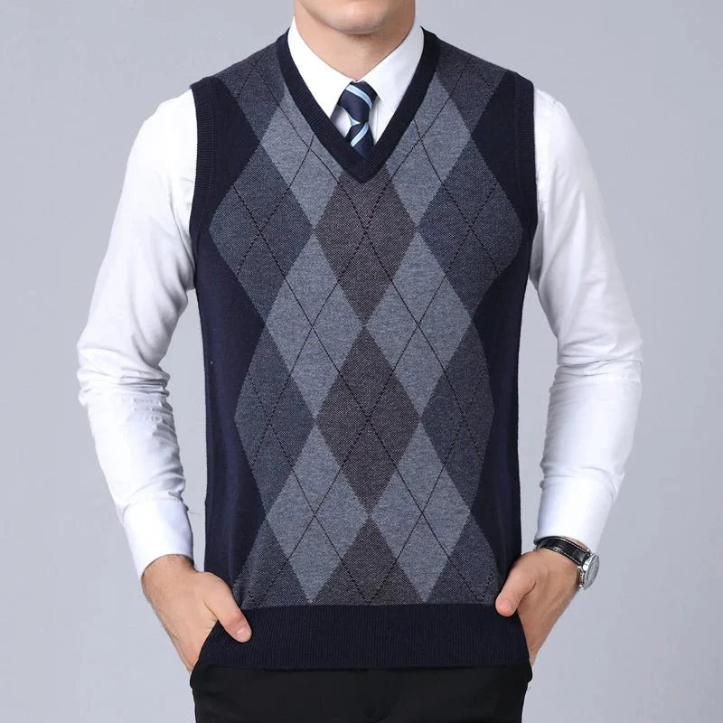 Colete Xadrez Masculino de Lã - Estilo e Conforto