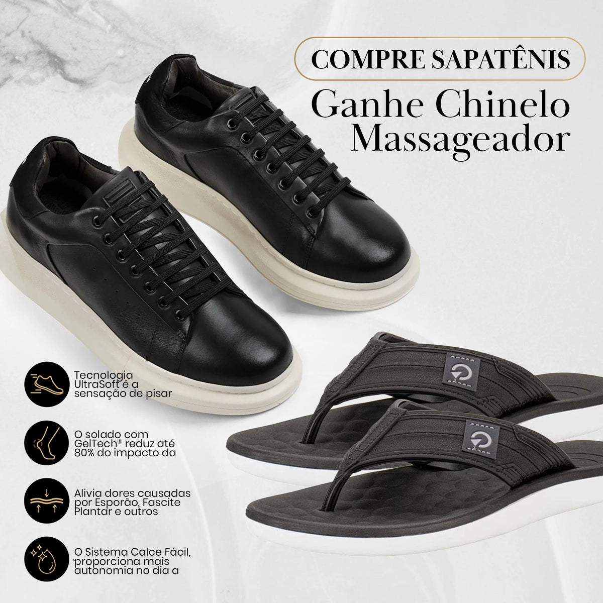 Kit Ferracini Sapatênis Ortopédico + Chinelo Massageador [Envio Nacional]
