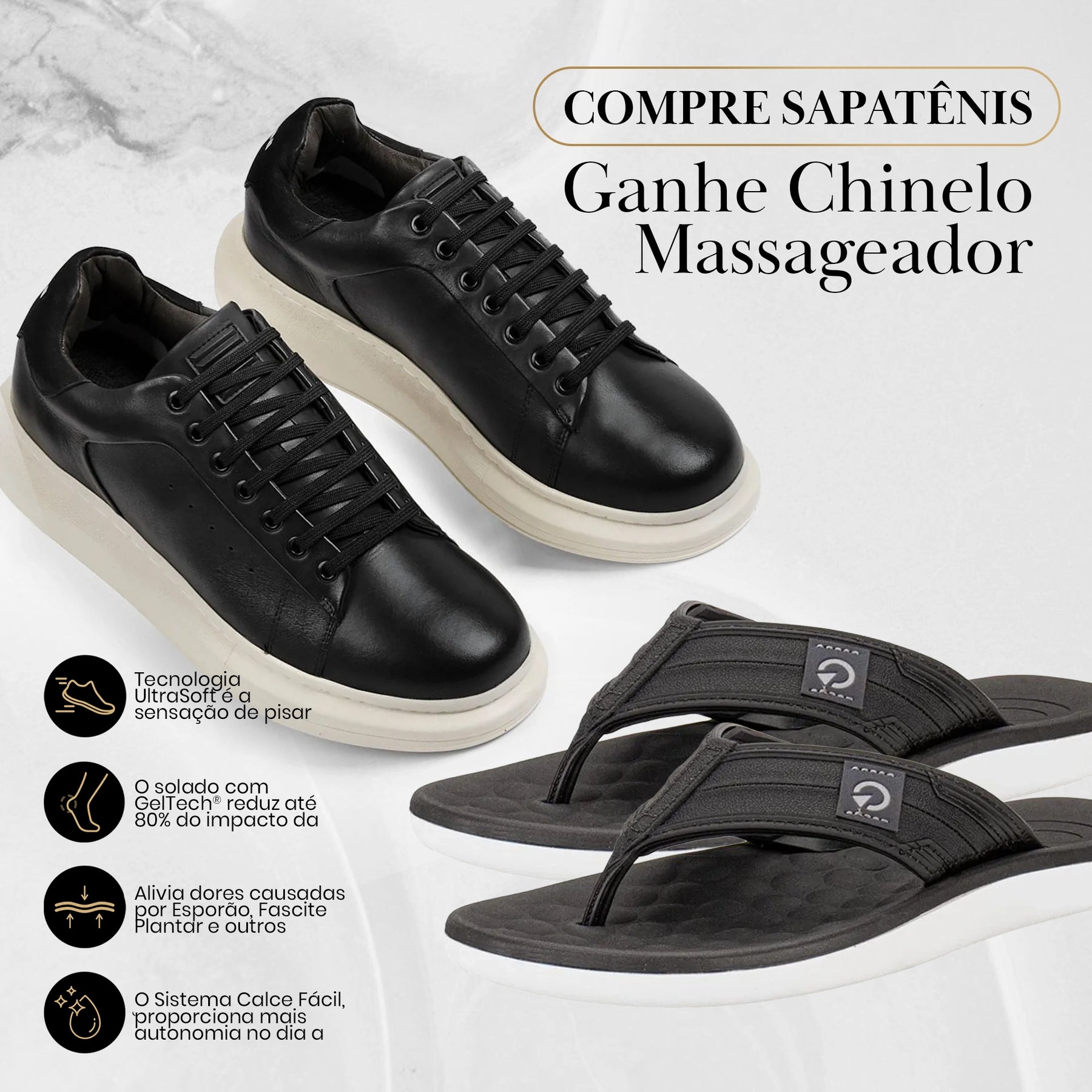 Kit Ferracini Sapatênis Ortopédico + Chinelo Massageador [Envio Nacional]