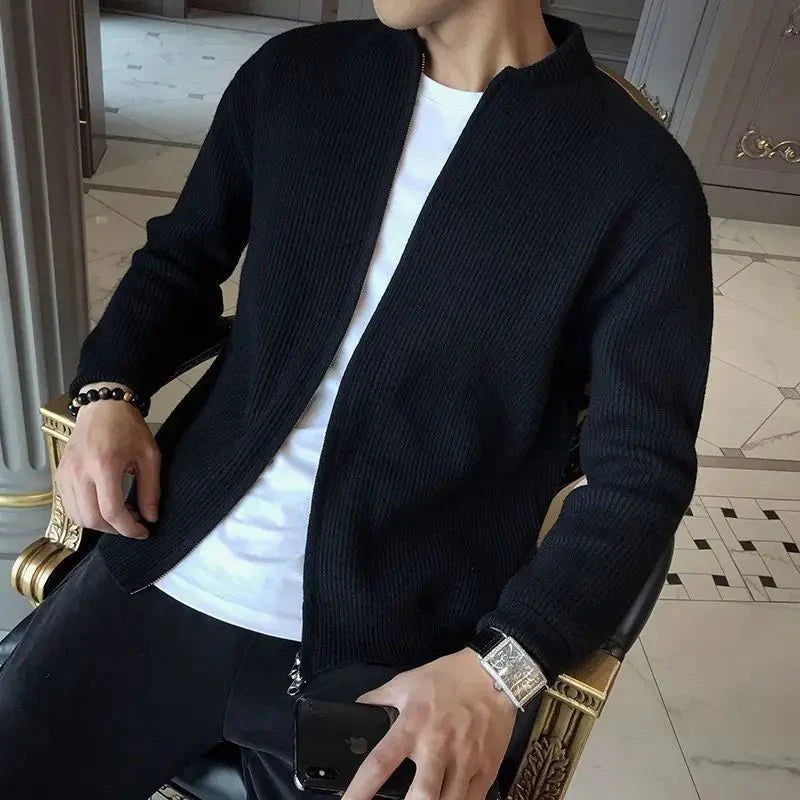 Cardigã Masculino Fechamento em Zíper - Estilo Casual