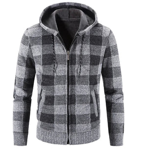 Blusa Masculina Xadrez com Zíper e Capuz
