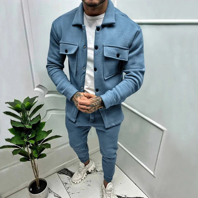 Conjunto Masculino Calça e Jaqueta Casual Fit