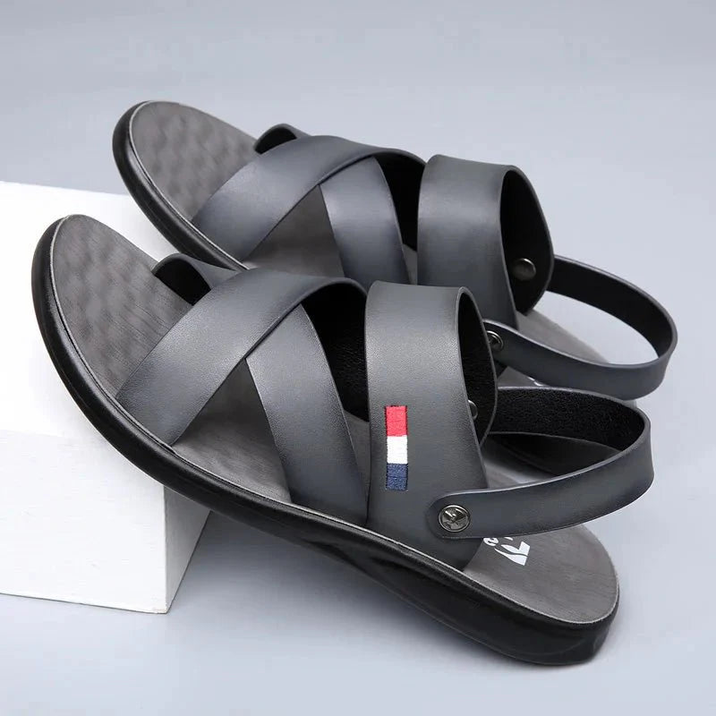 Sandália Masculina de Couro Antiderrapante